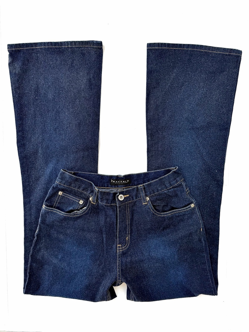 Buffalo David Bitton Dark Wash Sparkle Embellished Fitted Flare Dark Wash Jeans